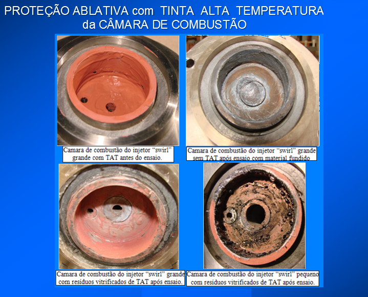 Resultados da proteção ablativa com o uso de uma tinta alta temperaturas.